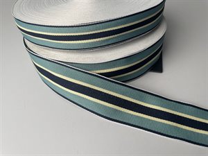 Grosgrain bånd - støvet mint med fine striber, 31 mm